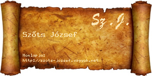 Szőts József névjegykártya